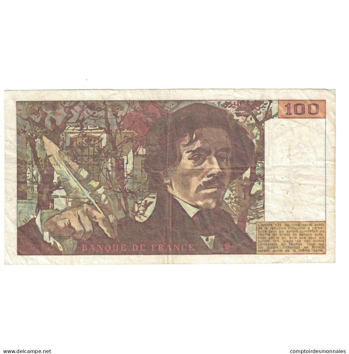 France, 100 Francs, Delacroix, 1979, X.10, TTB, Fayette:69.2b, KM:154a - 100 F 1978-1995 ''Delacroix''