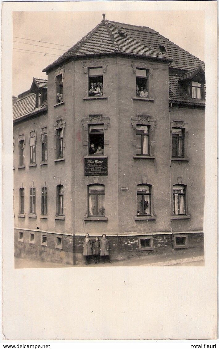 SCHÖNHEIDE Erzgebirge Wohnhaus Belebt Schmiede Max Heber Original Private Fotokarte Fast TOP-Erhaltung Ungelaufen - Schönheide