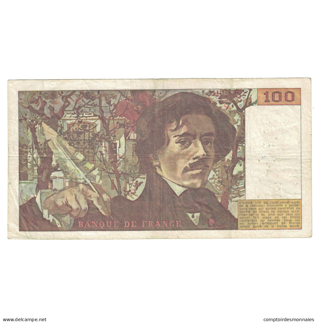 France, 100 Francs, Delacroix, 1979, D.19, TB+, Fayette:69.3, KM:154b - 100 F 1978-1995 ''Delacroix''