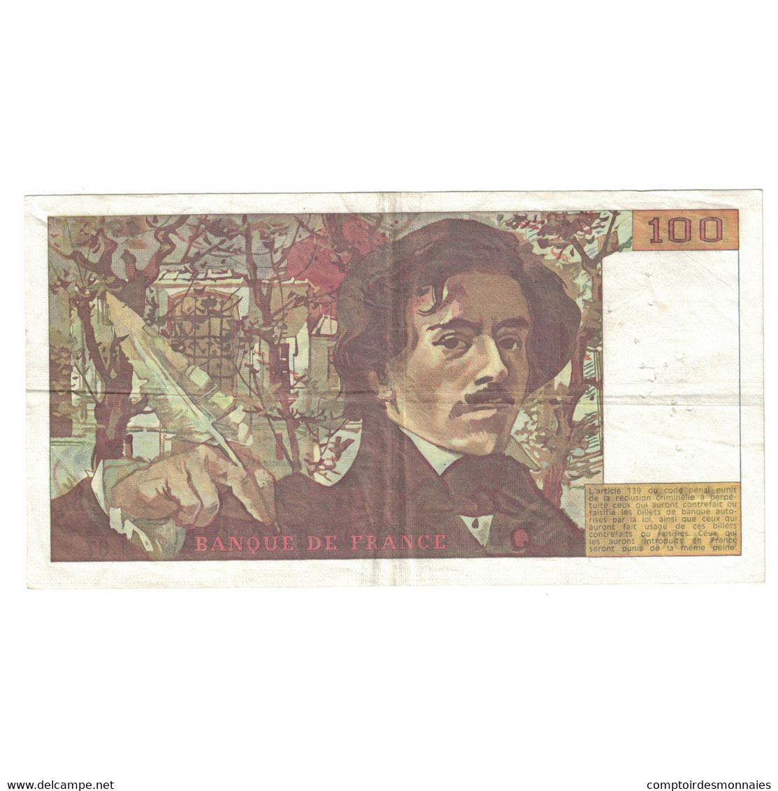 France, 100 Francs, Delacroix, 1983, J.67, TTB, Fayette:69.07, KM:154b - 100 F 1978-1995 ''Delacroix''
