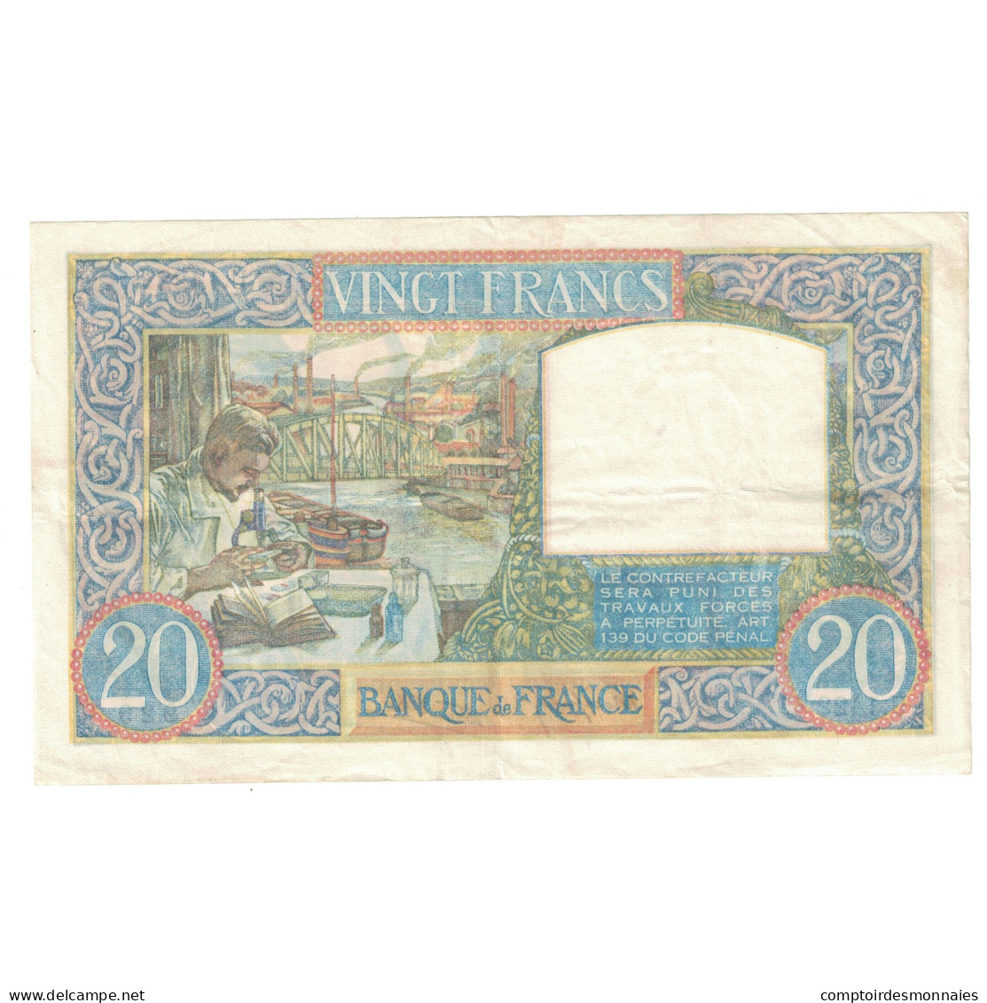 France, 20 Francs, Science Et Travail, 1940, U.1422, TTB+, Fayette:12.9, KM:92b - 20 F 1939-1942 ''Science Et Travail''