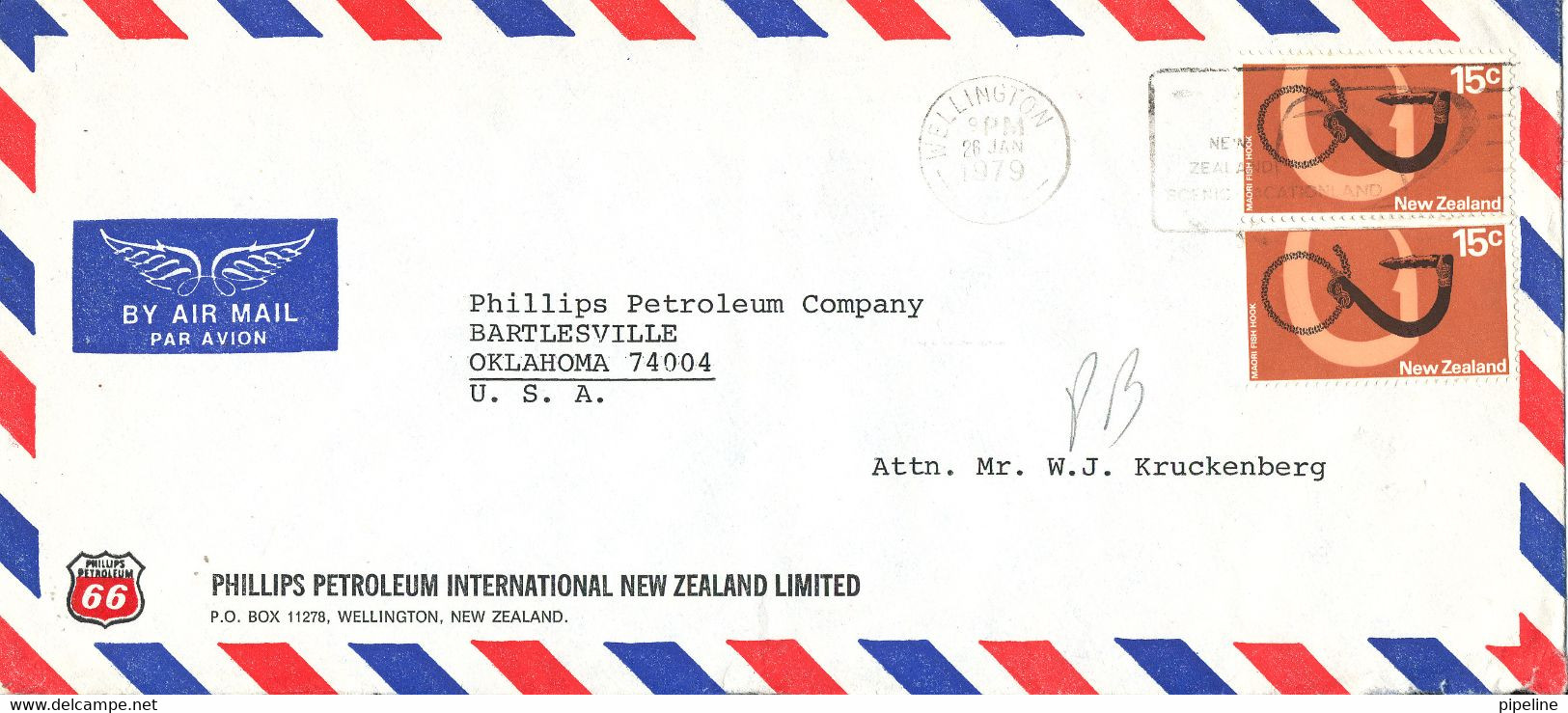 New Zealand Air Mail Cover Sent To USA Wellington 26-1-1979 - Posta Aerea
