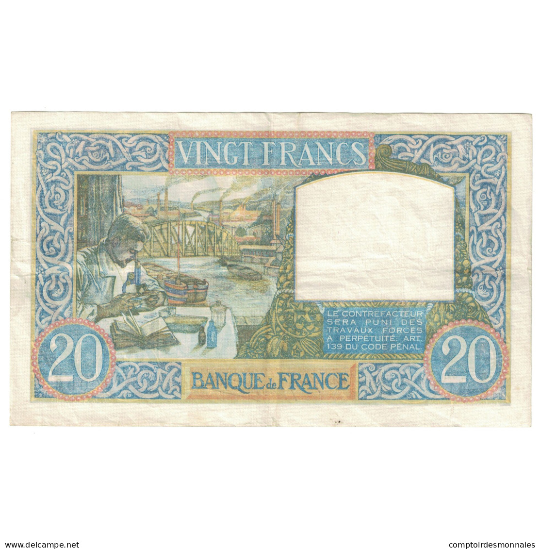 France, 20 Francs, Science Et Travail, 1940, C.344, TTB+, Fayette:12.2, KM:92a - 20 F 1939-1942 ''Science Et Travail''