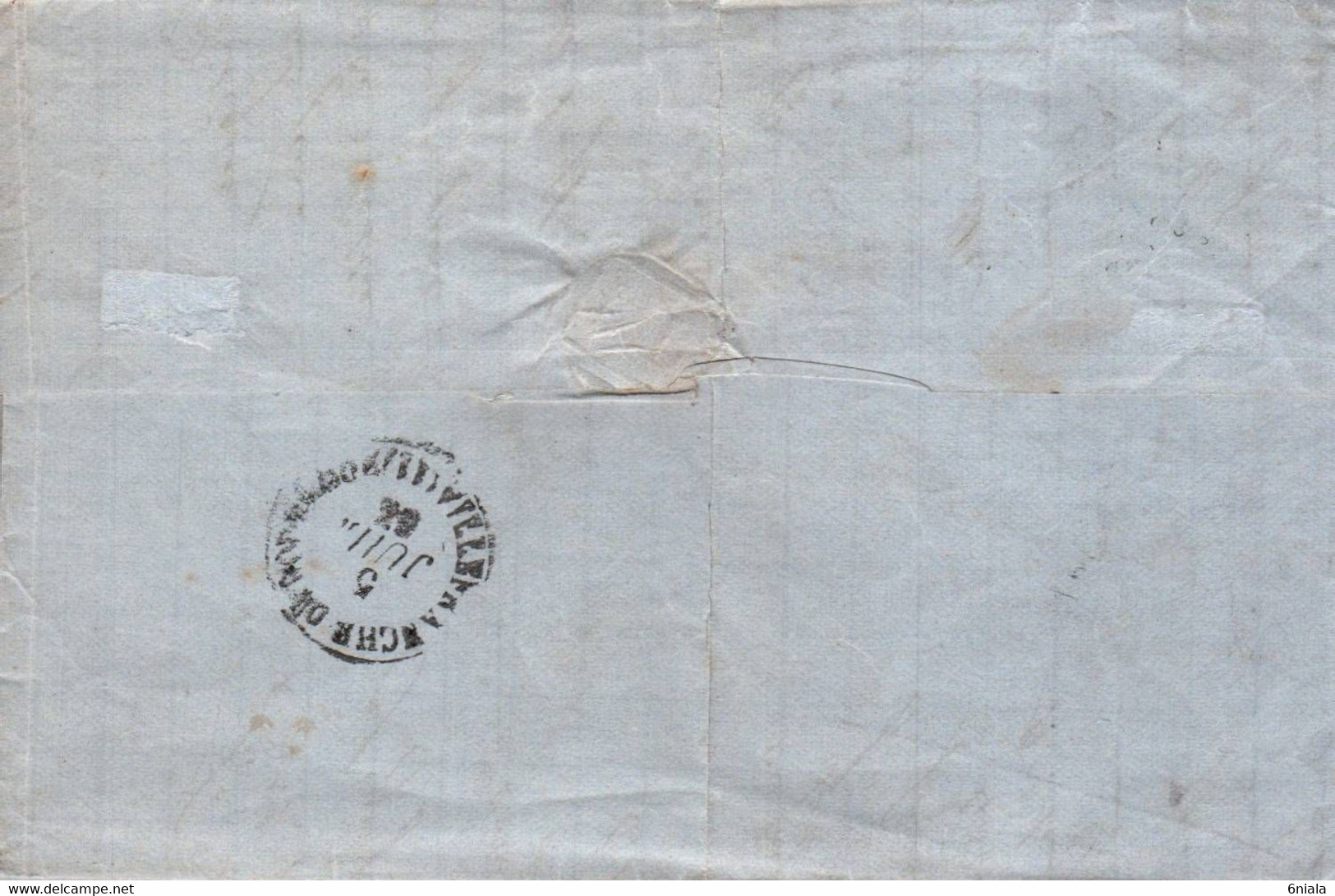 7698  LETTRE  20C Napoléon  AUBIN  (12 Aveyron) GC 210 Gros Chiffres   Pour Villefranche  5 07 1863   (recto-verso) - 1849-1876: Période Classique