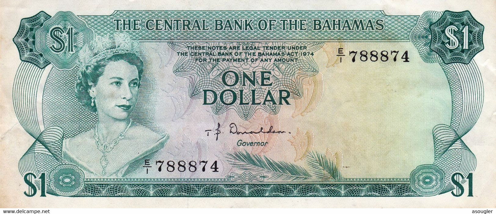 BAHAMAS 1 DOLLAR 1974 EXF P-35a "free Shipping Via Registered Air Mail" - Bahamas