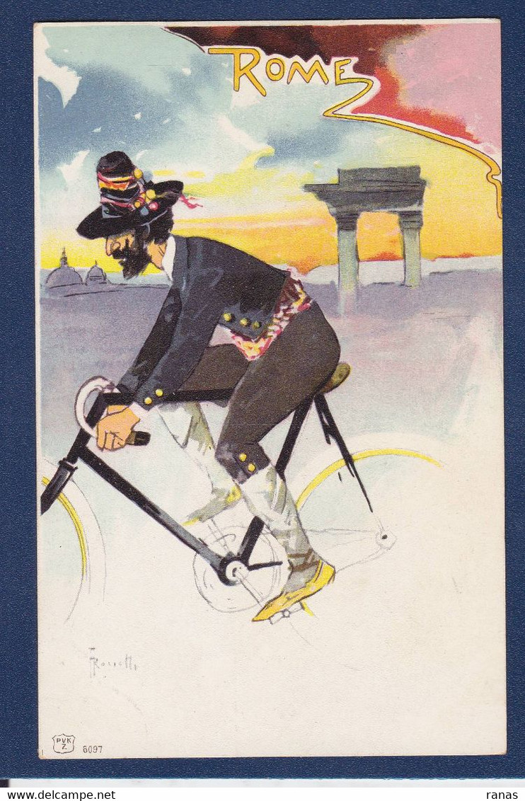 CPA Rossetti Illustrateur Vélo Cycle Bicyclette Art Nouveau Non Circulé Rome Italie - China