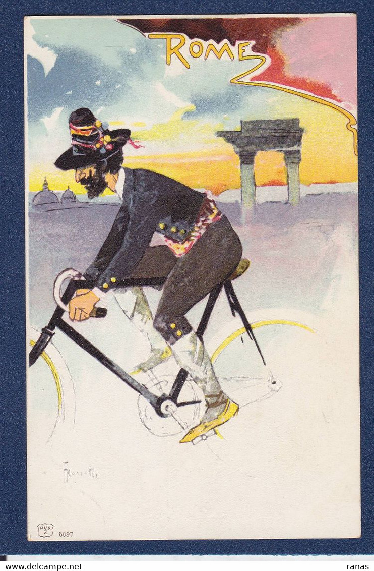 CPA Rossetti Illustrateur Vélo Cycle Bicyclette Art Nouveau Non Circulé Rome Italie - Cina