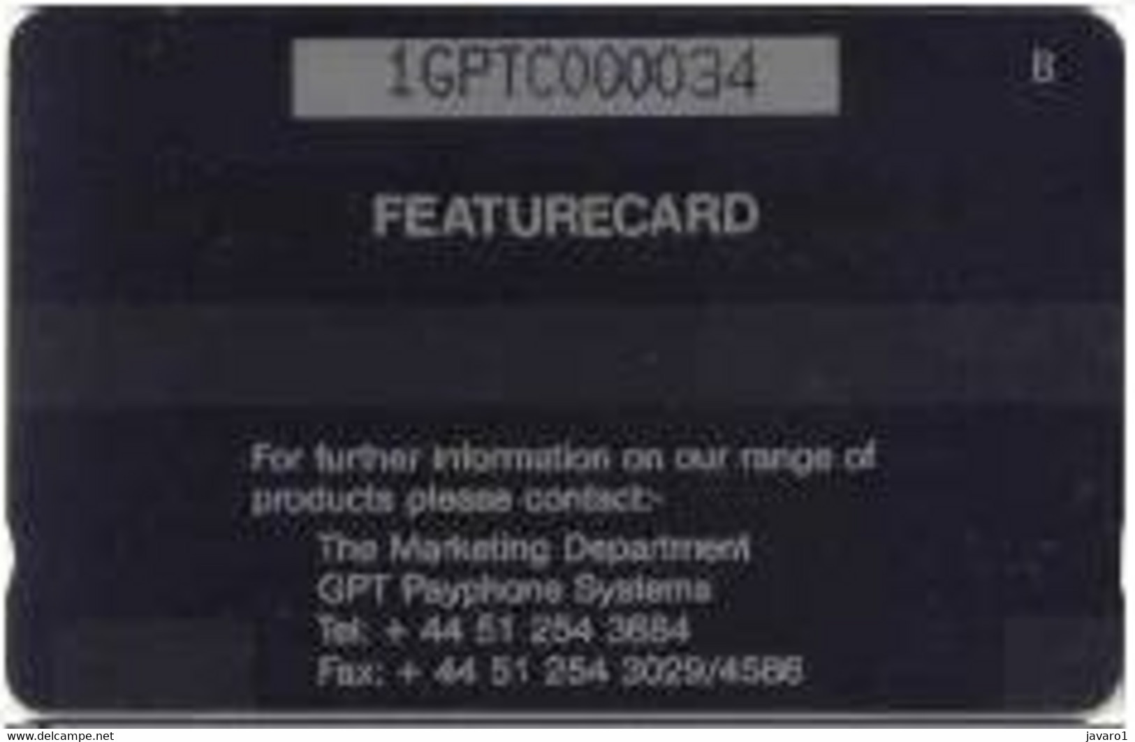 GPT DEMO : 140 TOM HODGSON Dir. Marketing And Int. Sales ( Batch: 1GPTC000057) USED - Eurostar, Cardlink & Railcall