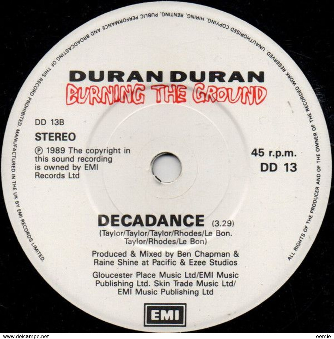 DURAN DURAN  °  BURNING THE GROUND  DECADANCE - 45 T - Maxi-Single