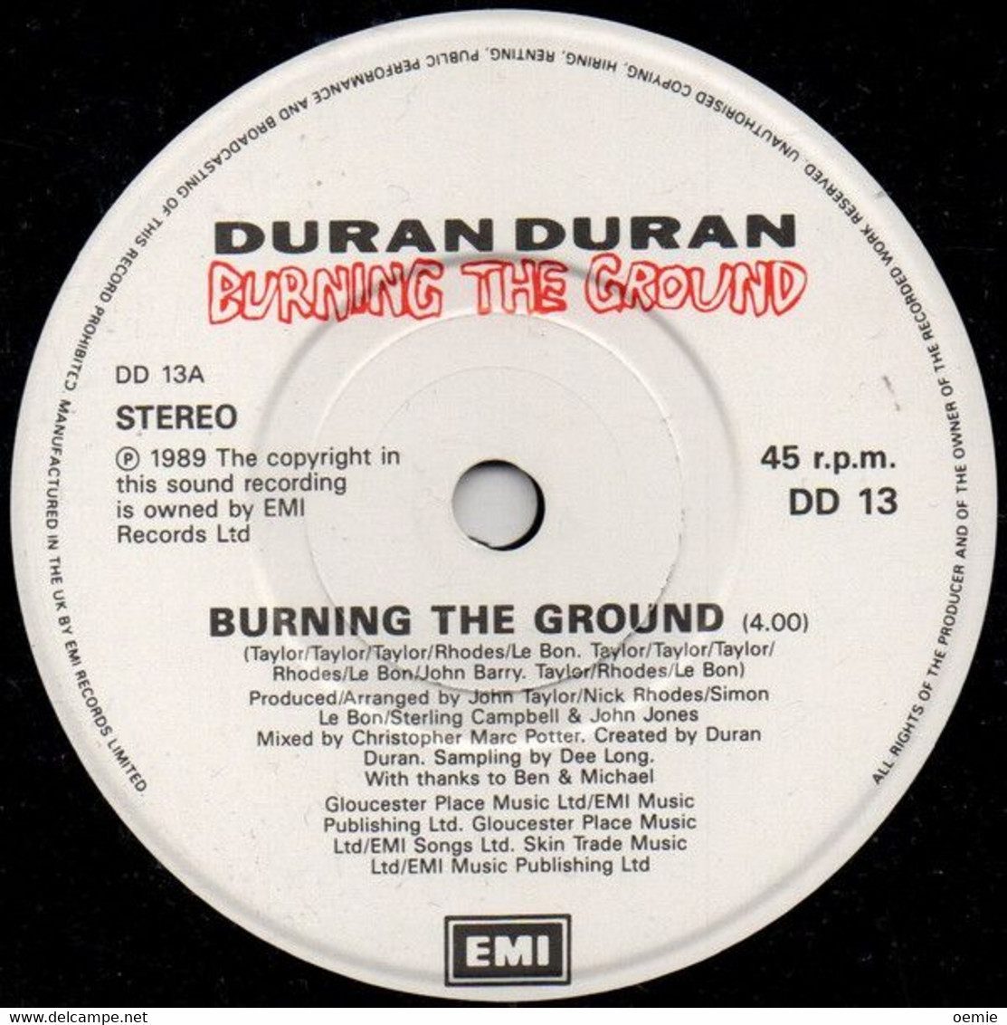 DURAN DURAN  °  BURNING THE GROUND  DECADANCE - 45 T - Maxi-Single