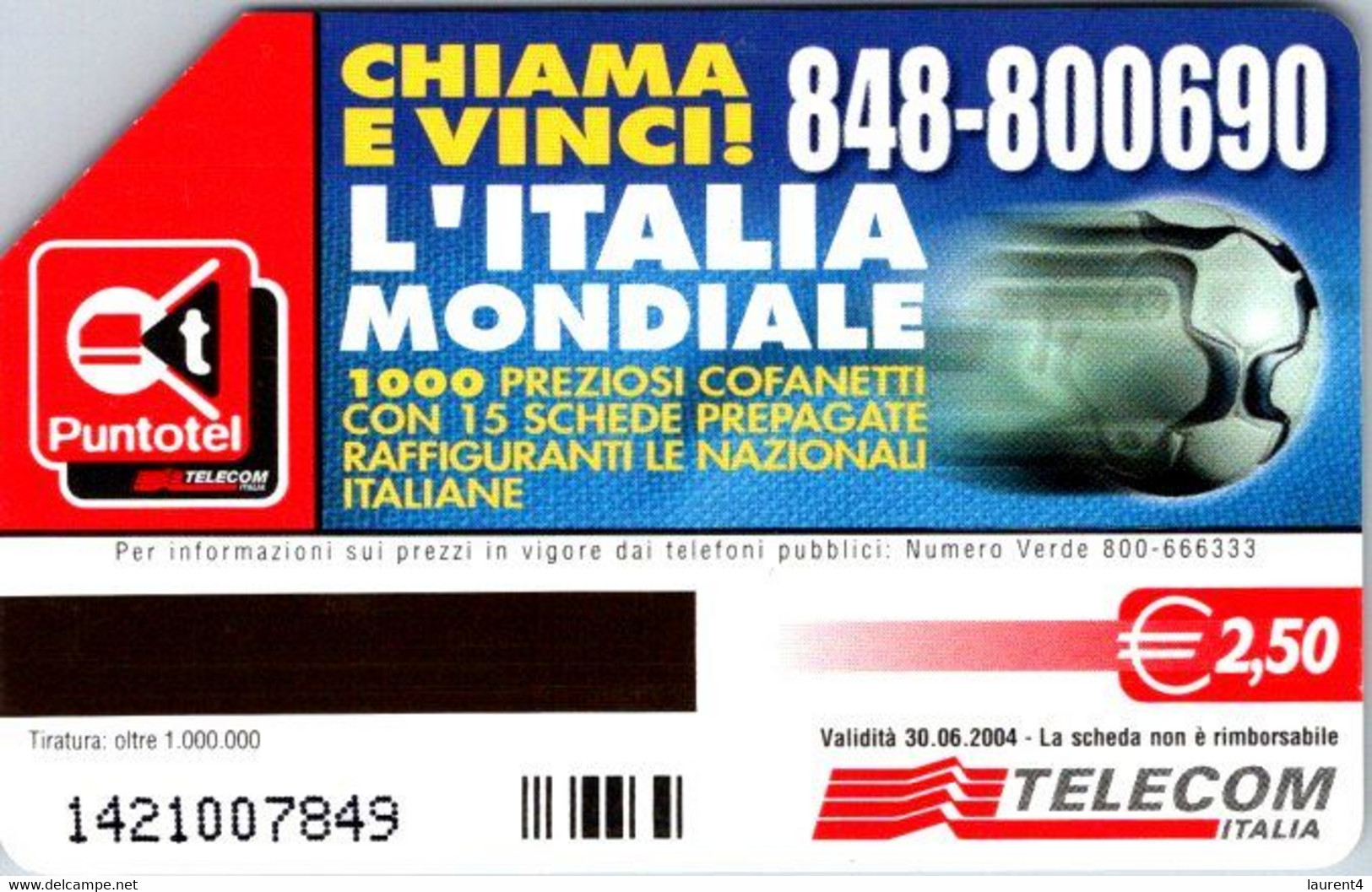 (24-6-2022 H) Phonecard -  Italy - (1 Phonecard)  Football - 2.50 EURO - Sonstige & Ohne Zuordnung