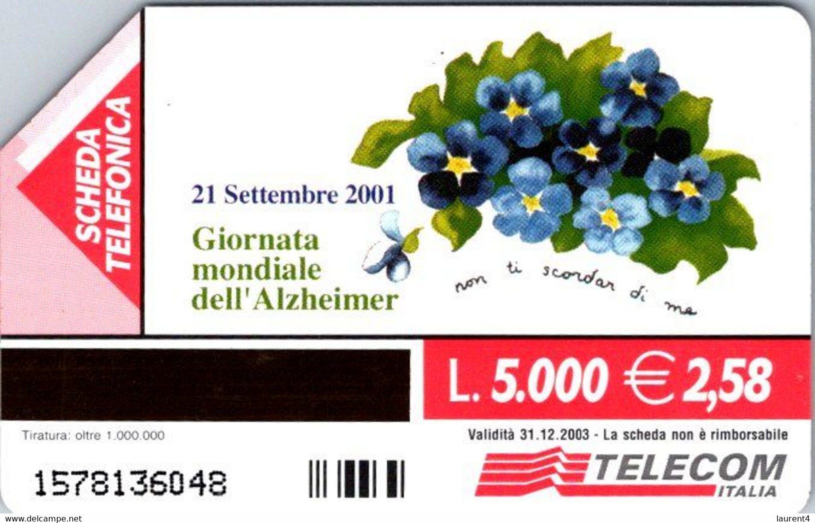 (24-6-2022 G) Phonecard -  Italy - (1 Phonecard)  2.58 Euro - Alzheimer - Zu Identifizieren