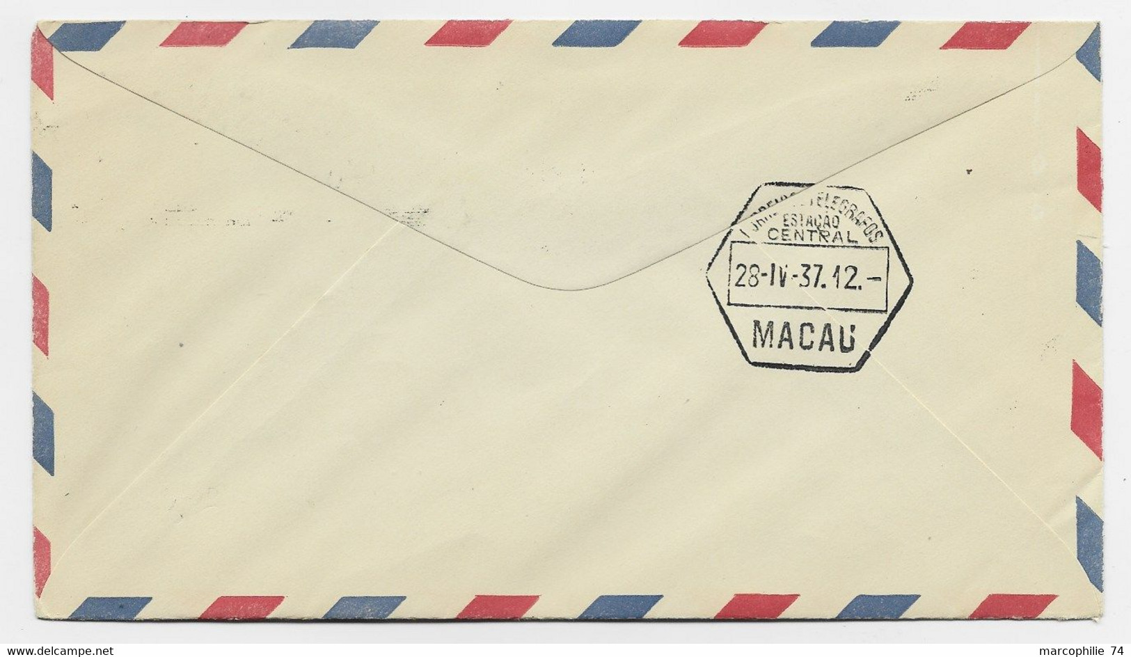 USA LETTRE COVER AIR MAIL FIRST FLIGHT ASIA GUAM MACAO APR 27 1937 TO USA - Corréo Aéreo