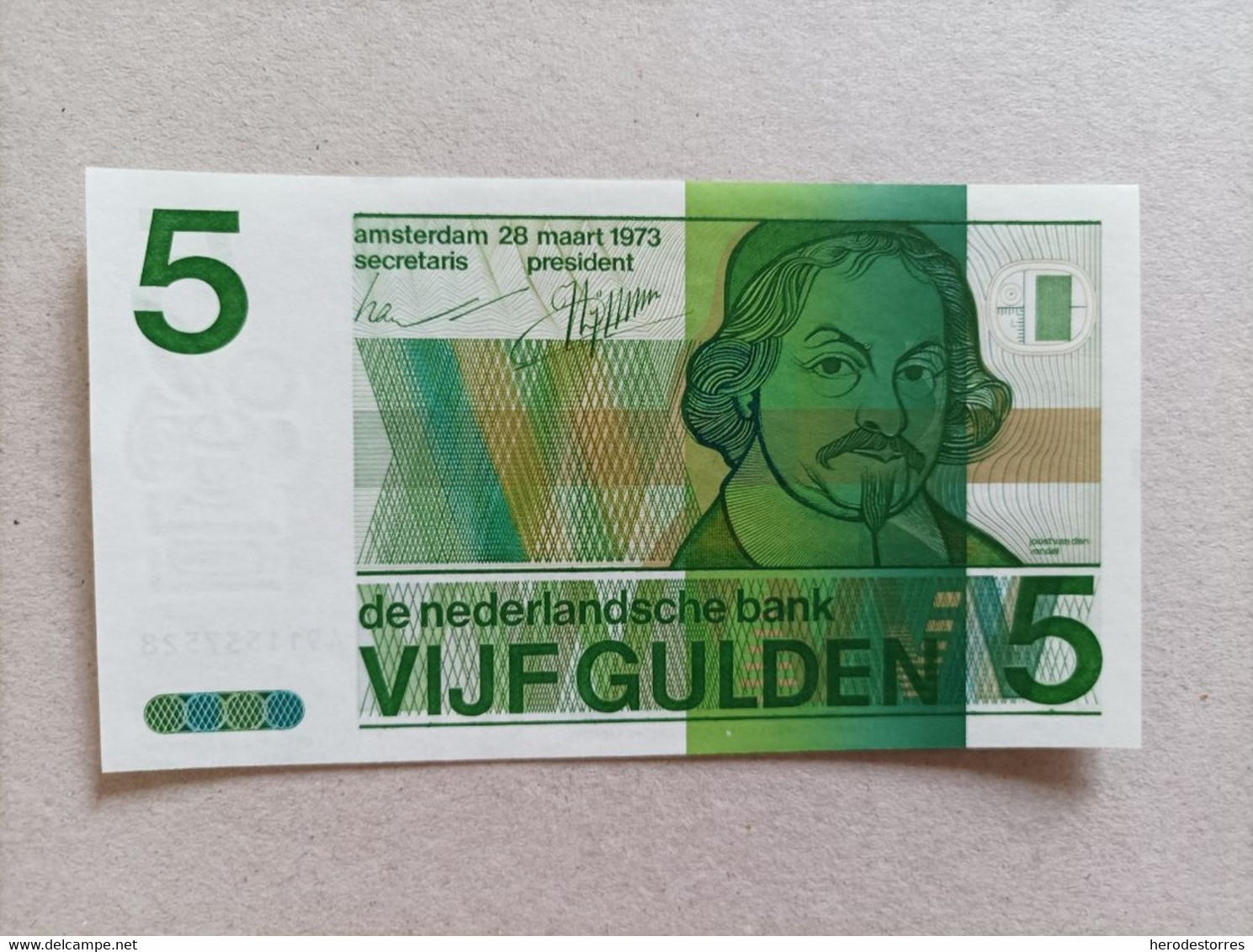 Billete De Holanda De 5 Gulden, Año 1973, UNC - [3] Uitgaven Van Het Ministerie Van Oorlog