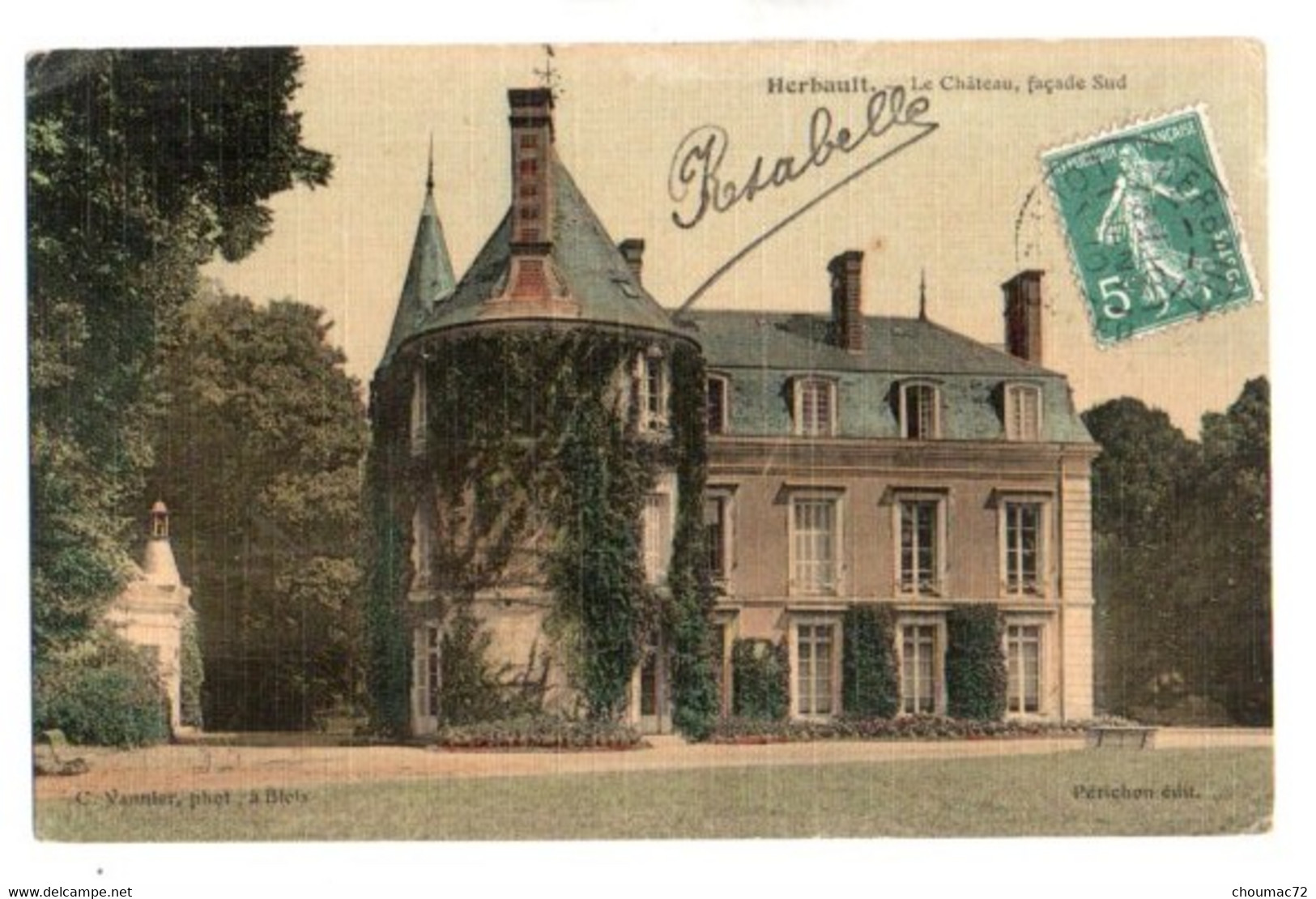 (41) 3410, Herbault, Périchon Colorisée Toilée, Le Château, Façade Sud - Herbault