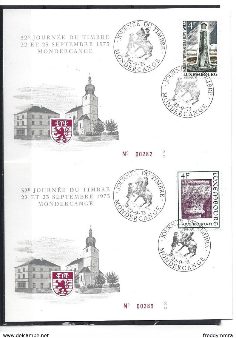 Luxembourg: 2 Cartes Journée Du Timbre  1973 - Mondercange - Commemoration Cards