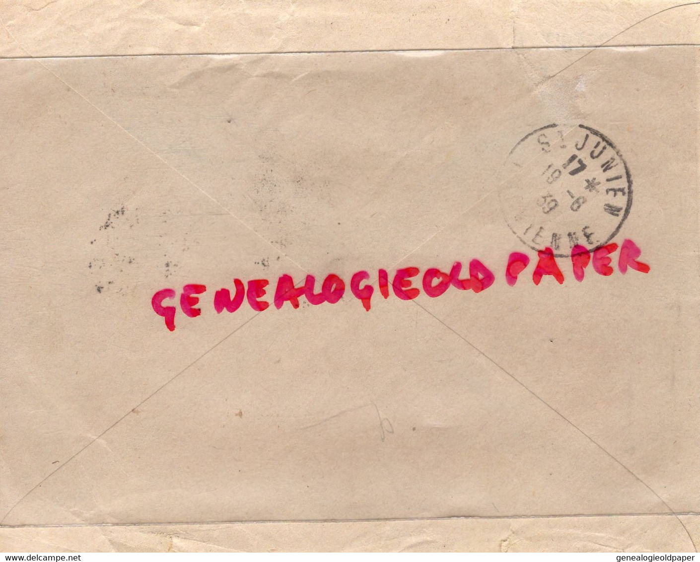 ALGERIE- ALGER- ENVELOPPE CREDIT FONCIER ALGERIE TUNISIE-1939  CACHET ST SAINT JUNIEN 1939 - Luftpost