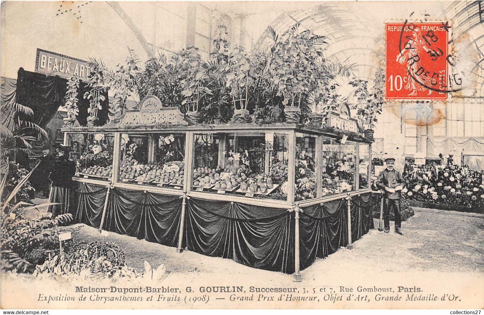 PARIS-75001- MAISON-DUPONT-BARBIER- EXPOSITION DE CHRYSANTHEMES ET FRUITS - GRAND PRIS D'HONNEUR- 3/5/7 RUE GOMBOUST - Arrondissement: 01