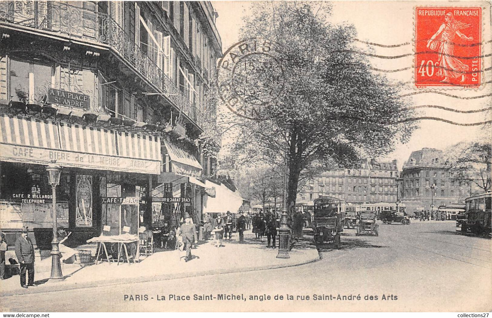 PARIS-75005-LA PLACE SAINT-MICHEL , ANGLE DE LA RUE SAINT-ANDRE DES ARTS - Arrondissement: 05