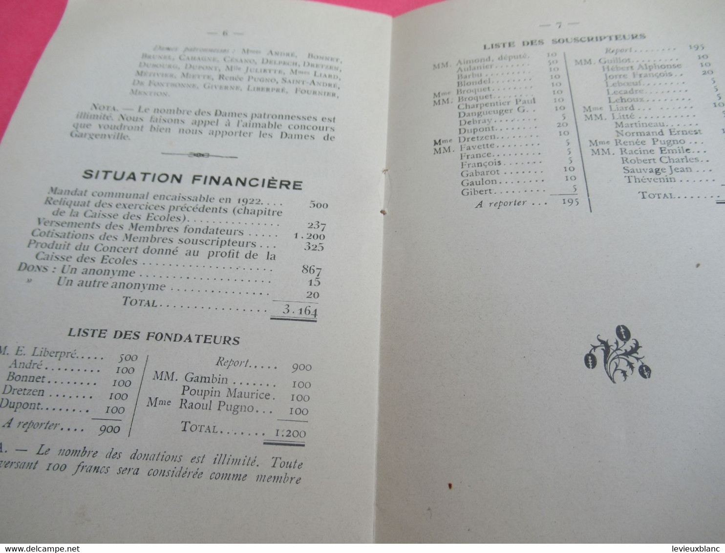 Rapport sur la Fondation de la CAISSE des ECOLES de GARGENVILLE /République Française/1921  CAH332