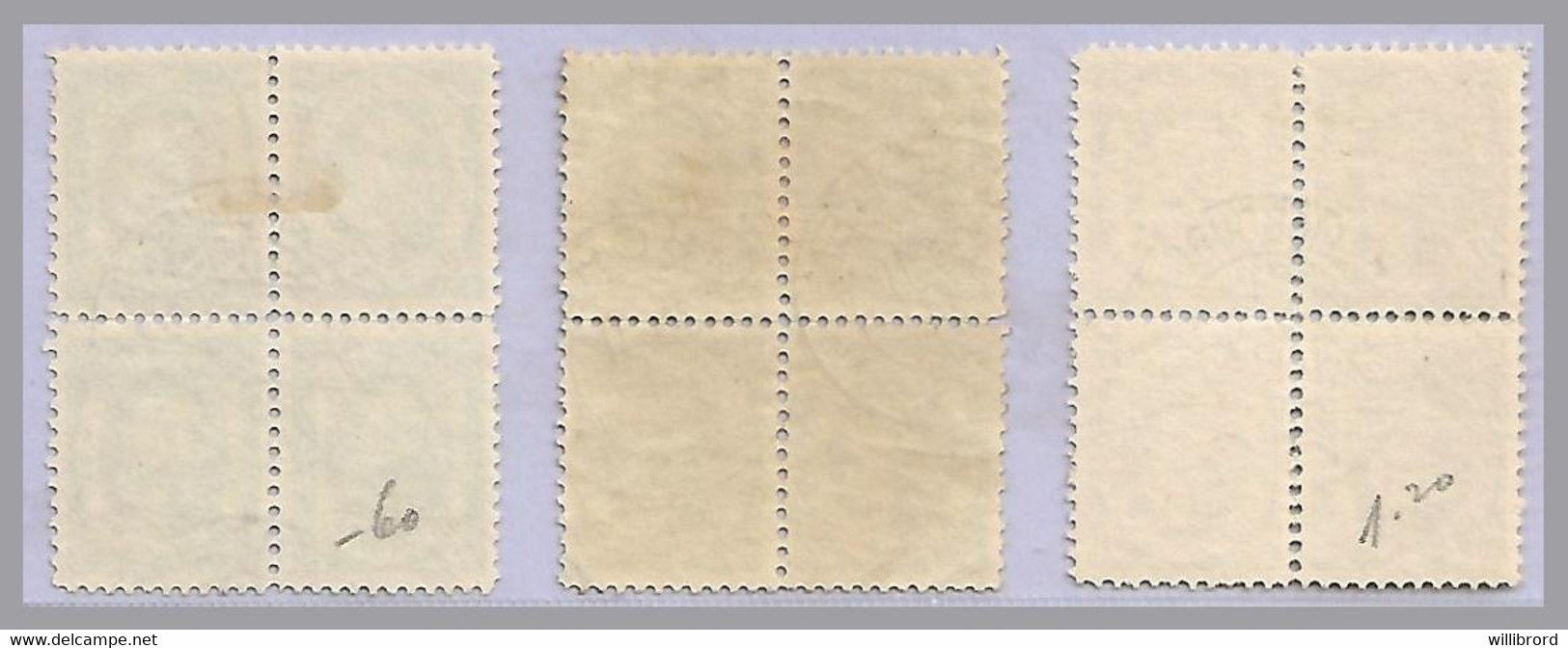 LUXEMBOURG - G.D. William IV - Used Blocks Of 4 - 15c, 25c, 37½c - 1906 William IV