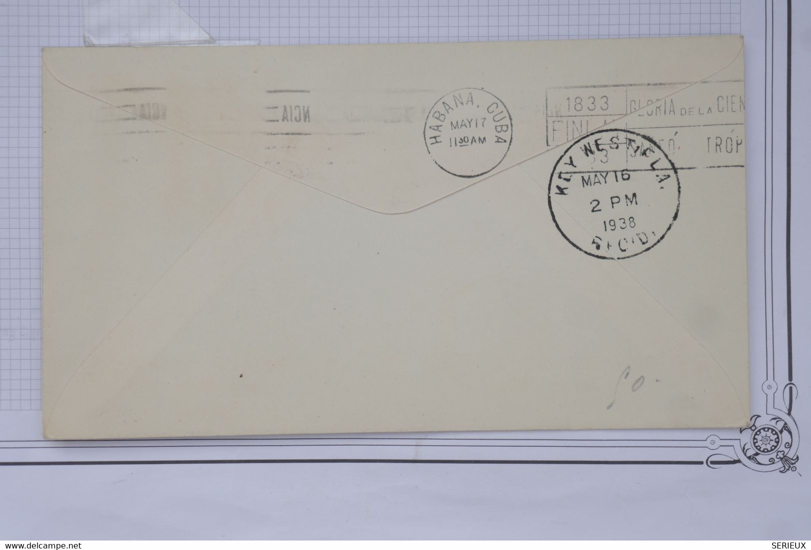 AX6 CUBA  BELLE LETTRE RARE  1938 VOL ROSILLO  POUR KAY WEST USA +PAIRE DE TP+++ AFFRANCH. INTERESSANT - Airmail