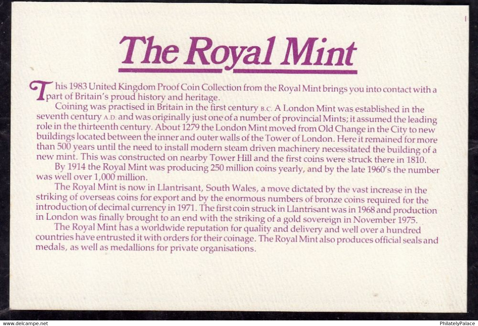 1983 Royal Mint Deluxe Proof Set Of 8 Proof Coin Blue Deluxe Blue Leatherette Covers & brochure Uncirculated MNH