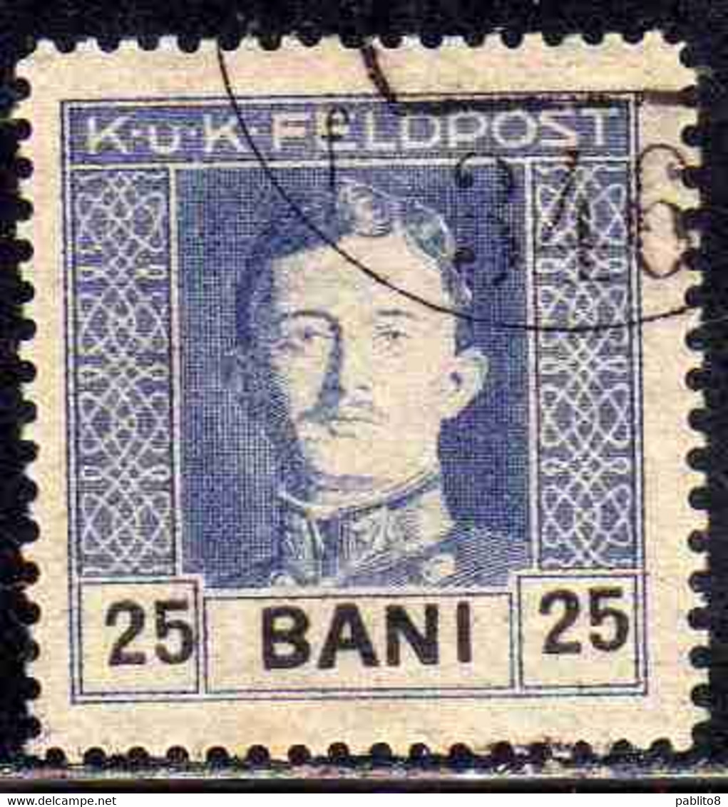 AUSTRIAN OCCUPATION OF ROMANIA OCCUPAZIONE AUSTRIACA 1918 EMPEROR CARL I 25b  USED USATO OBLITERE' - Foreign Occupations