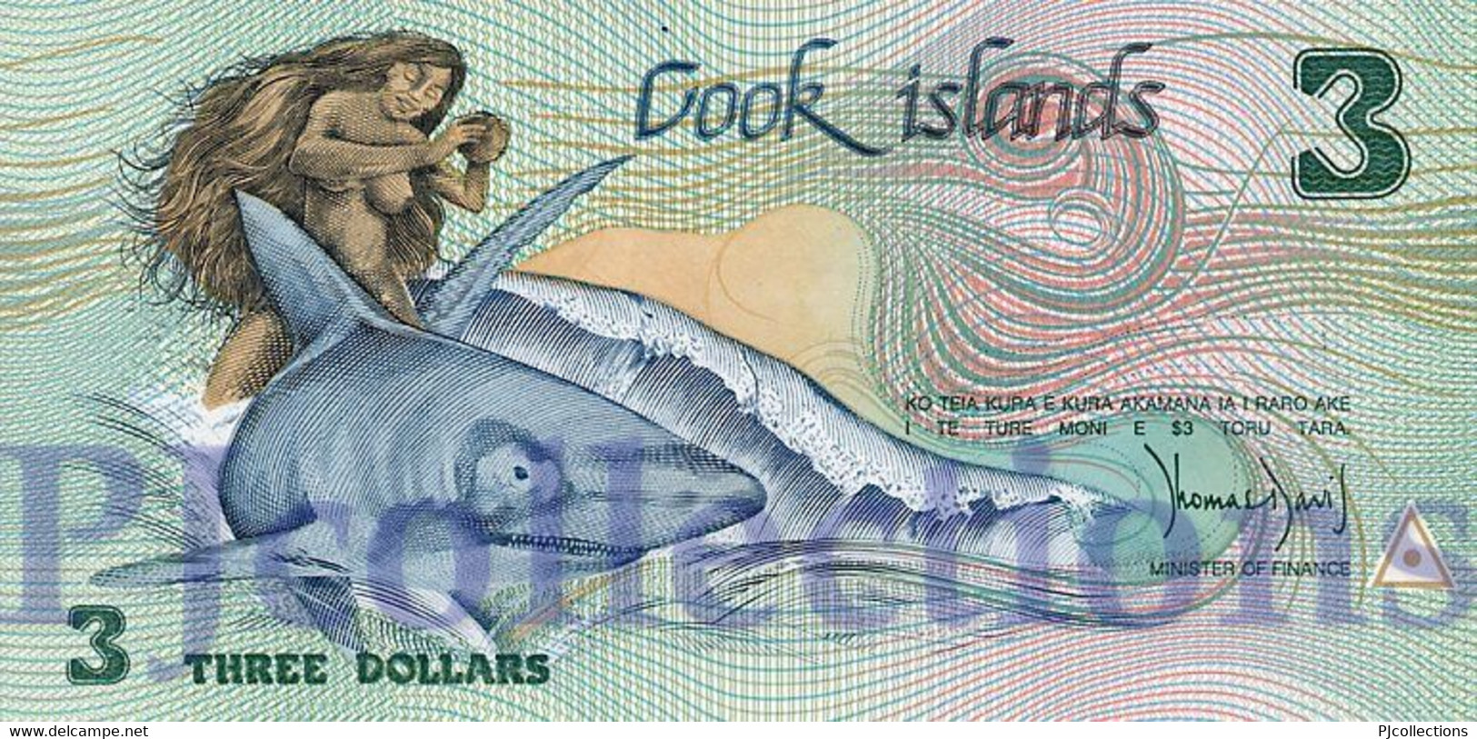 COOK ISLANDS 3 DOLLARS 1987 PICK 3 UNC - Cook Islands