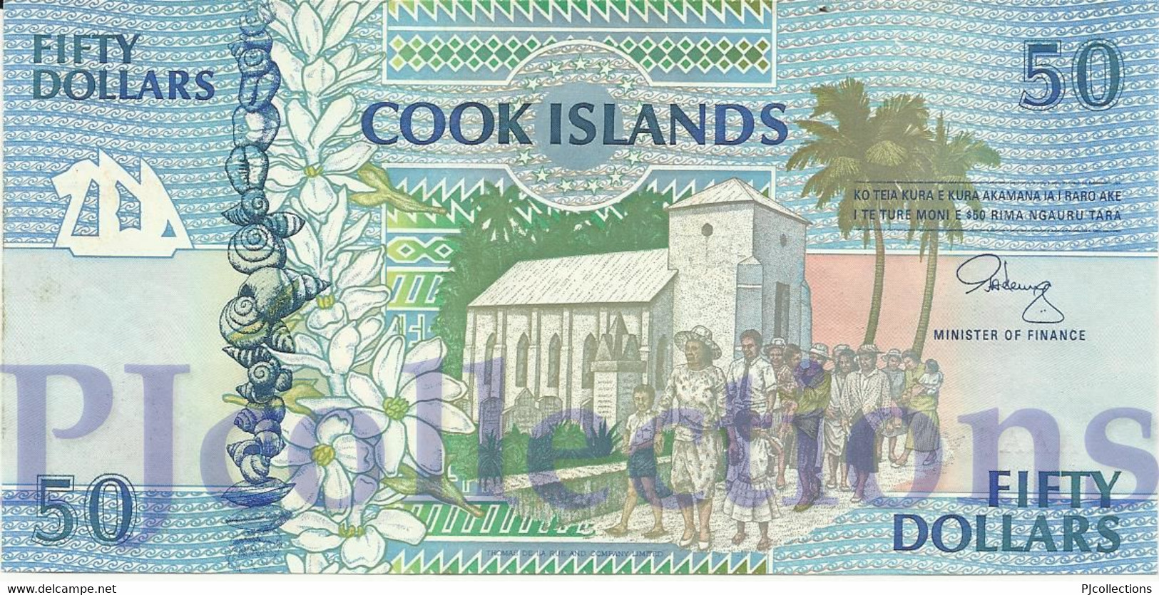 COOK ISLANDS 50 DOLLARS 1992 PICK 10a AUNC PREFIX "AAA" - Cookeilanden