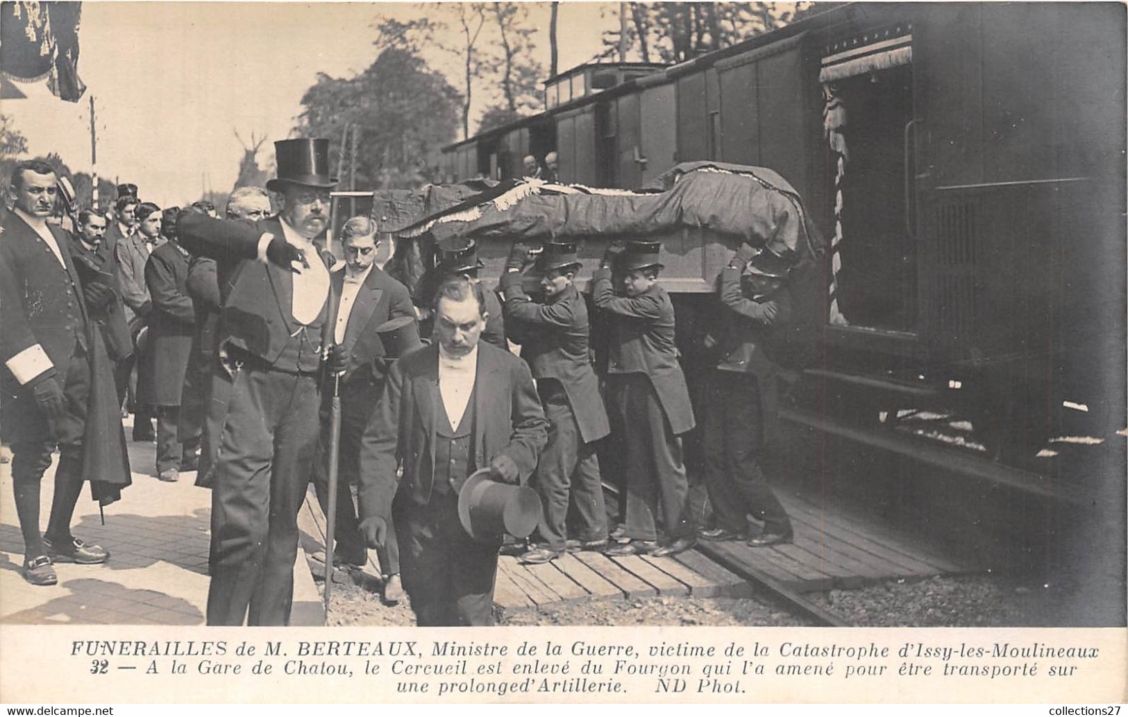 78-CHATOU- GARE- 4 CARTES-PHOTO- FUNERAILLES DE M. BERTEAUX - Chatou