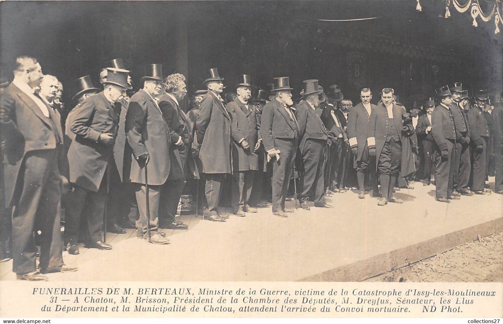 78-CHATOU- GARE- 4 CARTES-PHOTO- FUNERAILLES DE M. BERTEAUX - Chatou