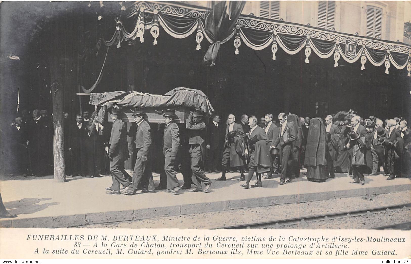 78-CHATOU- GARE- 4 CARTES-PHOTO- FUNERAILLES DE M. BERTEAUX - Chatou