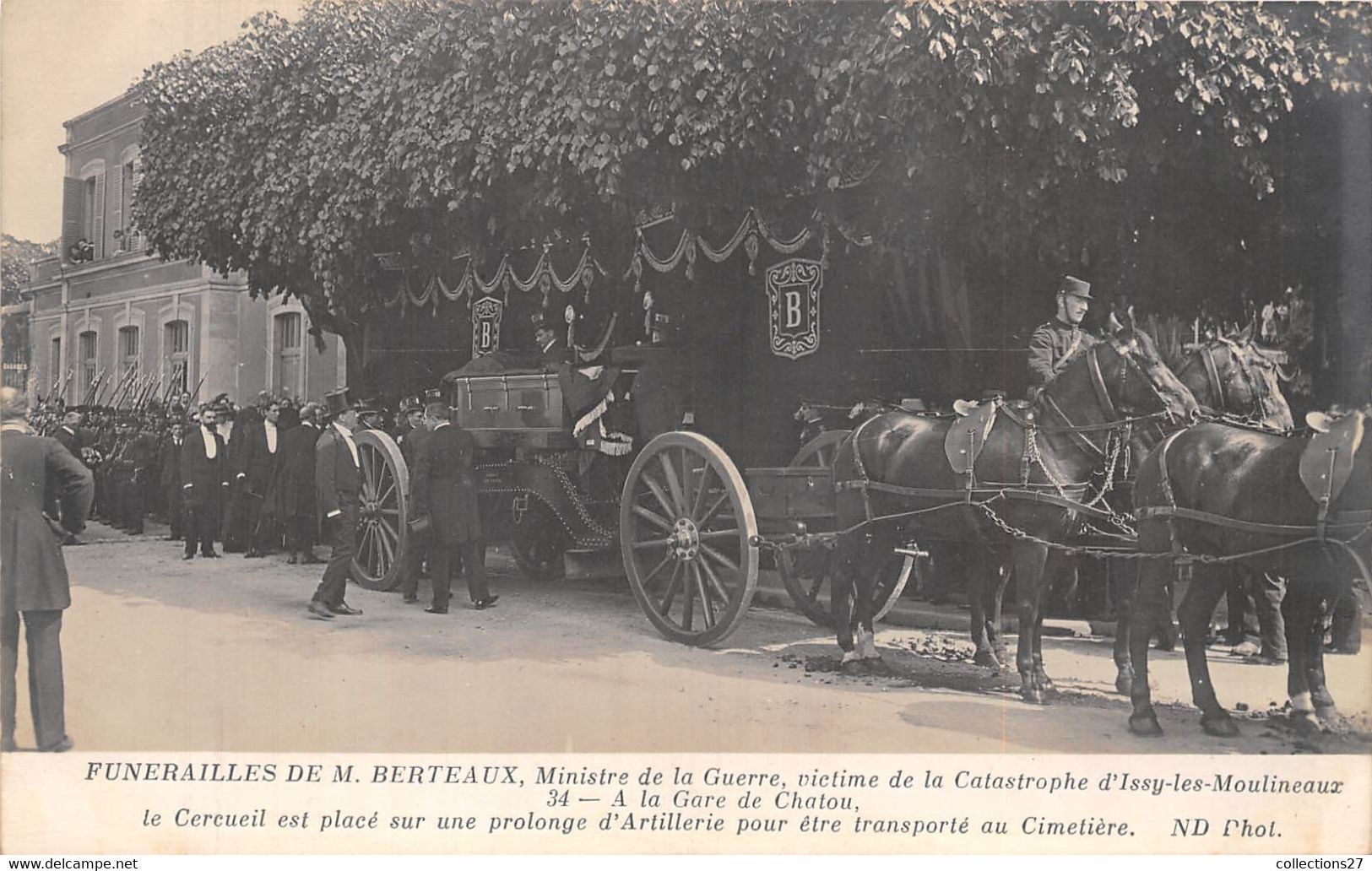 78-CHATOU- GARE- 4 CARTES-PHOTO- FUNERAILLES DE M. BERTEAUX