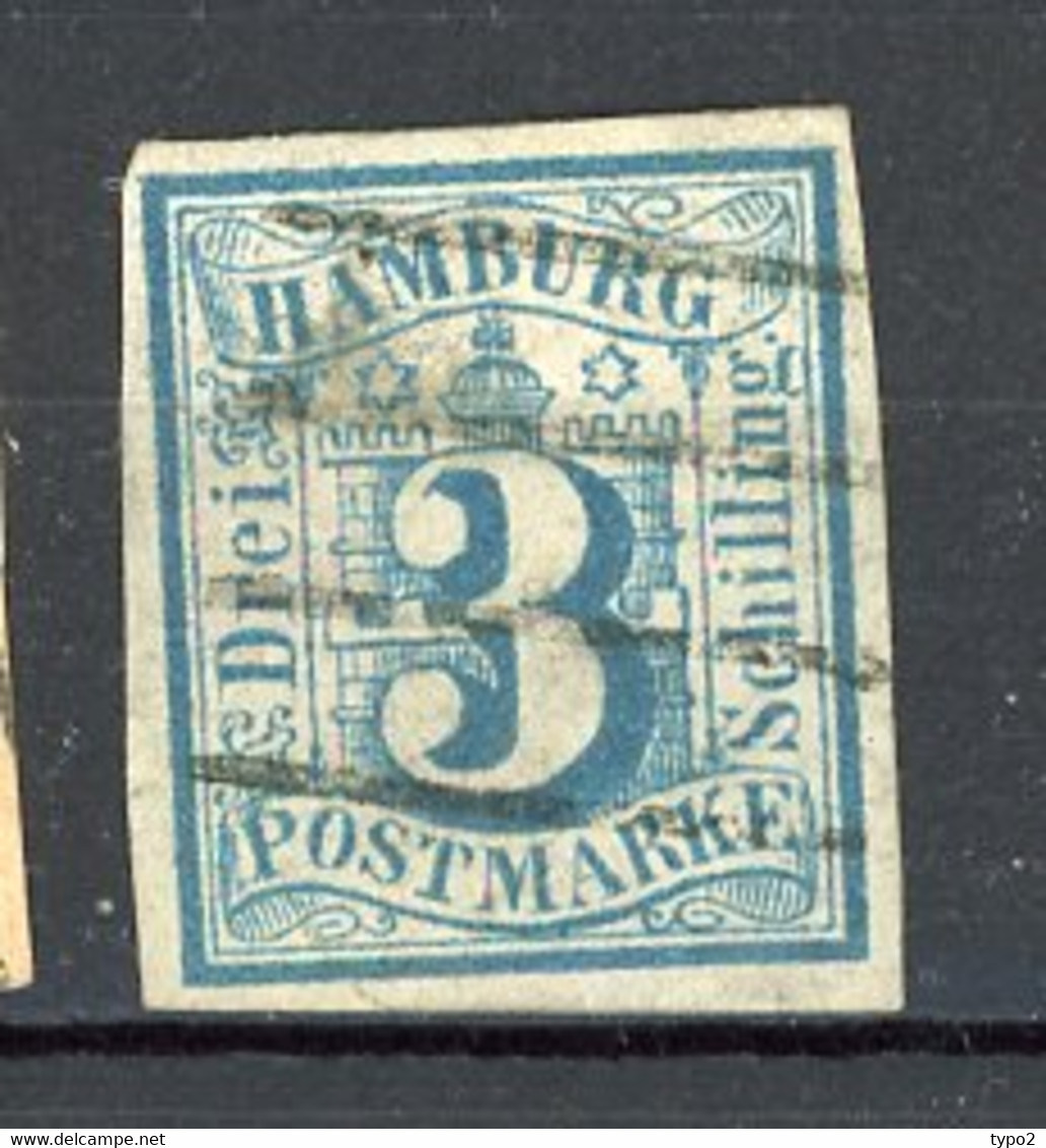 HAMB -  Yv. N°  4  Mi N° 4  FAUX Pas De Filigrane (o)  3s  Bleu-vert  Cote 180 Euro  BE   2 Scans - Hamburg