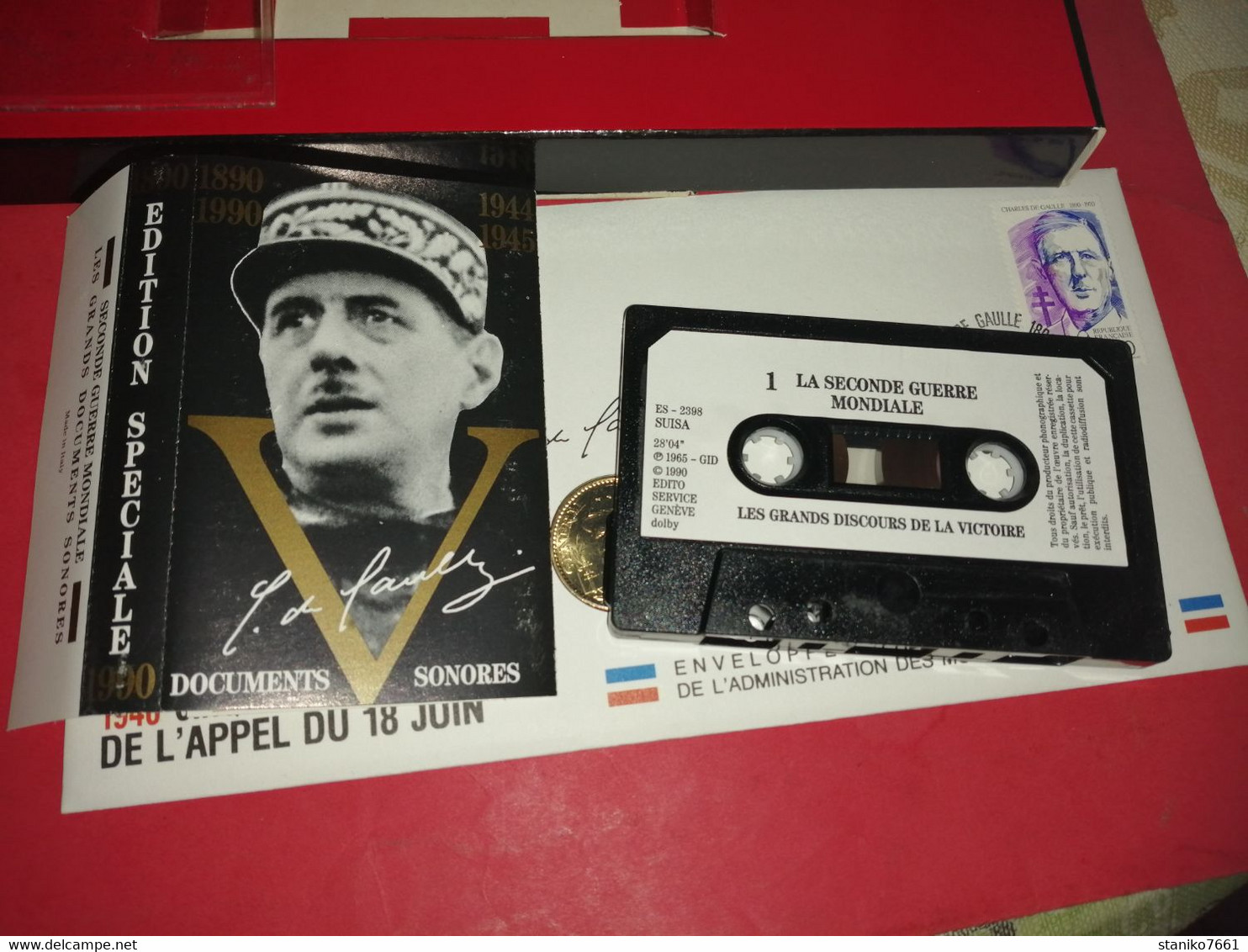 MEDAILLE TIMBRE CASSETE ENVELOPPE 1er JOUR CHARLES DE GAULLE APPEL DU 18 JUIN 1990 MONNAIE DE PARIS  VOIR PHOTOS