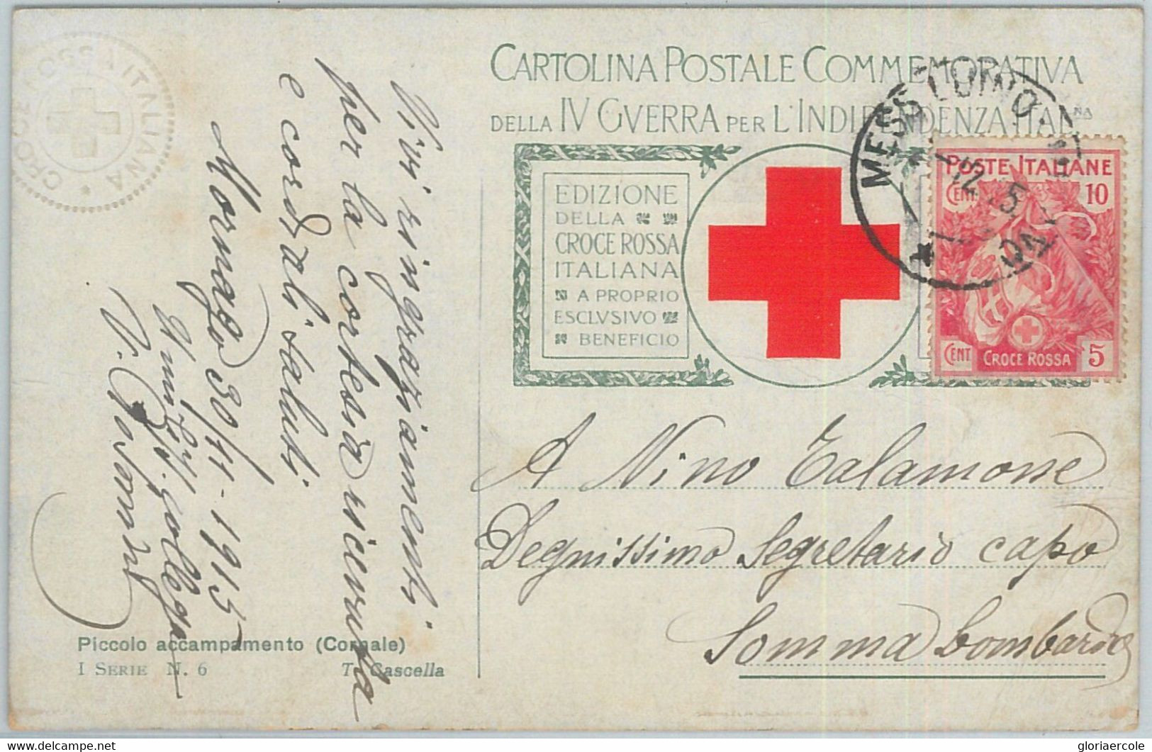 75577  - ITALY - Postal History - RED CROSS Postcard  1915 - Croix-Rouge