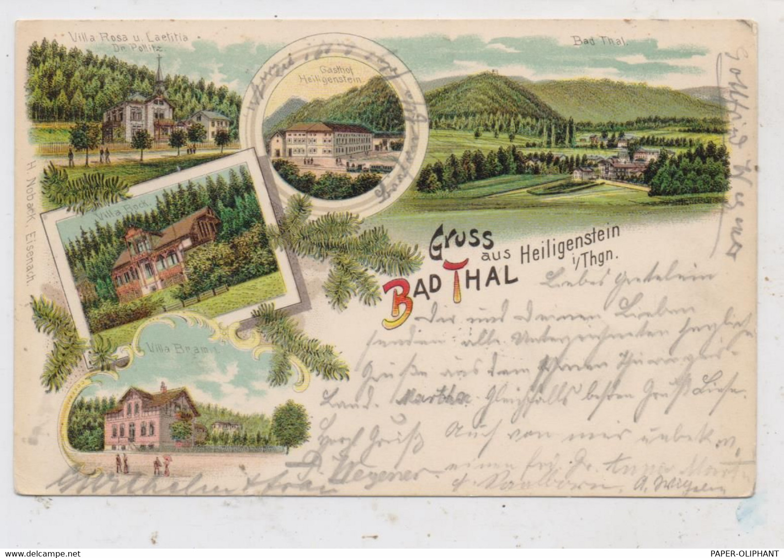 0-5906 RUHLA - THAL, Lithographie 1899, Gasthof Heiligenstein, Villa Rosa & Laetitia, Villa Bock.... - Bad Salzungen