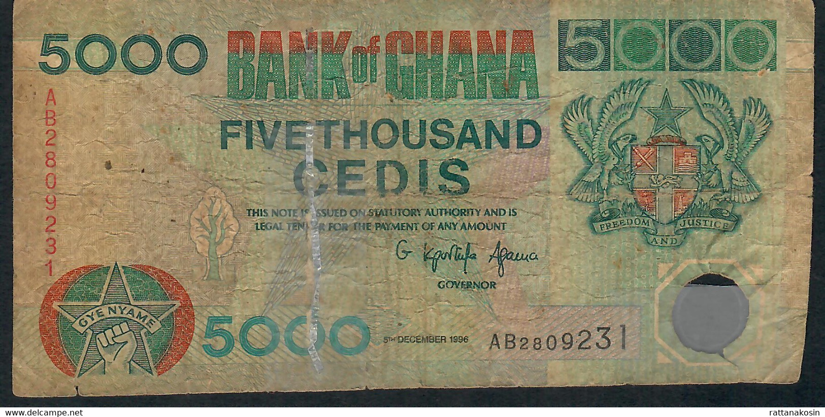 GHANA P34a 5000 CEDIS 1996 GOOD - Ghana