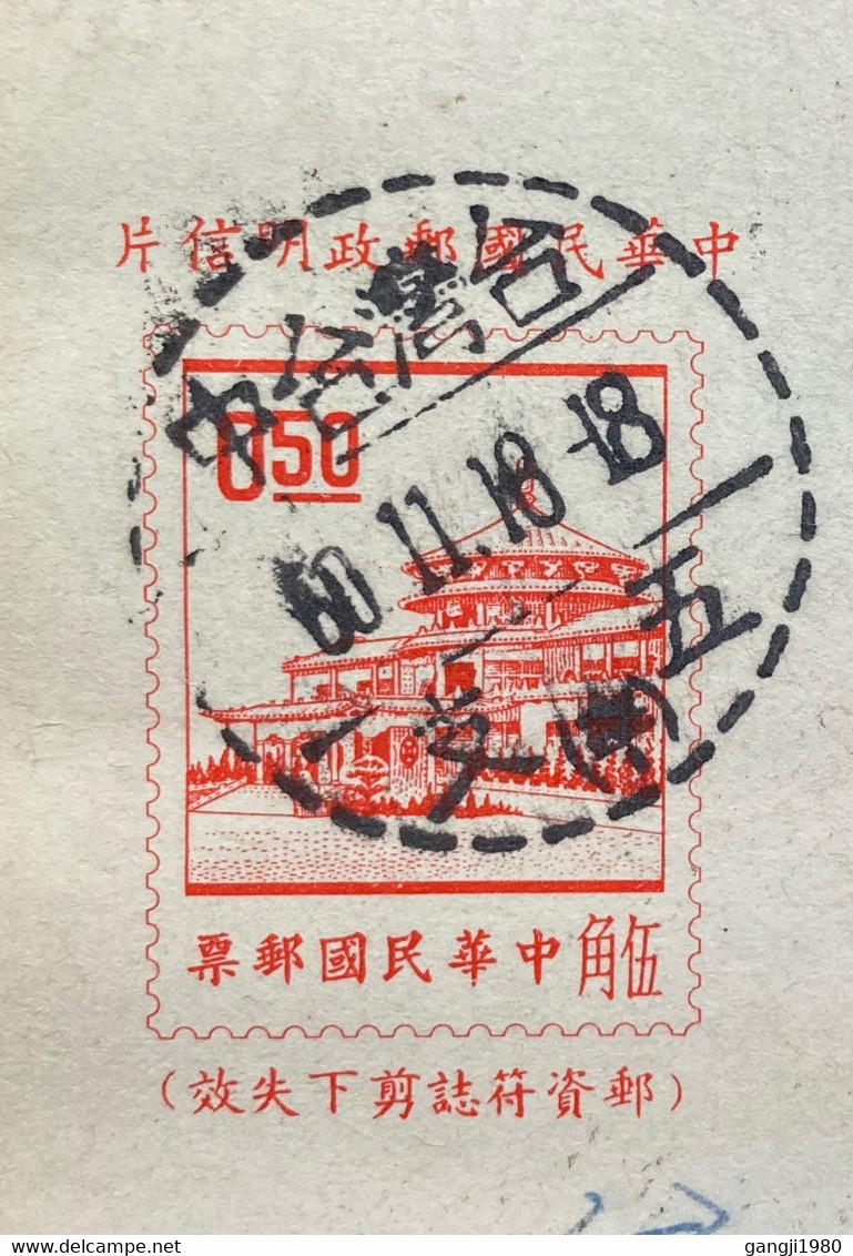 CHINA 1960, POSTAL STATIONERY CARD USED SLOGAN & CANCELLATION - Briefe U. Dokumente