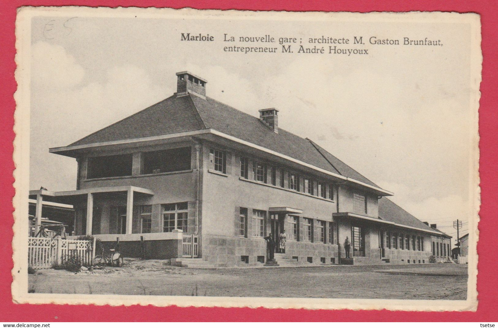 Marloie - La Nouvelle Gare ...Architecte Gaston Brunfautet Entrepreneur André Houyoux  - 1952 ( Voir Verso ) - Marche-en-Famenne