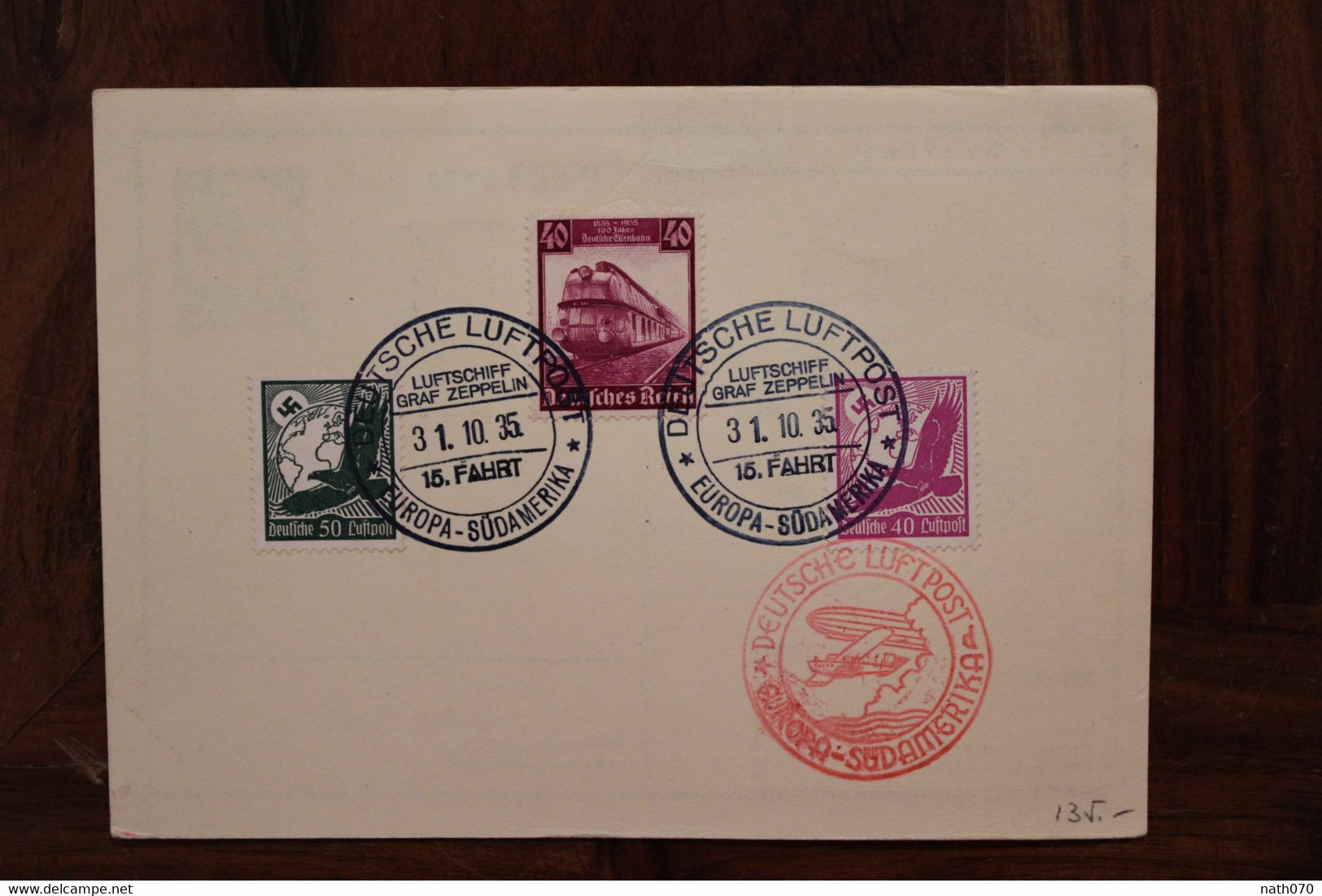 1935 ZEPPELIN Luftschiff 15 Fahrt Europa SüdAmerika Cover Par Avion Air Mail Luftpost Entier Ganzsache - Correo Aéreo & Zeppelin