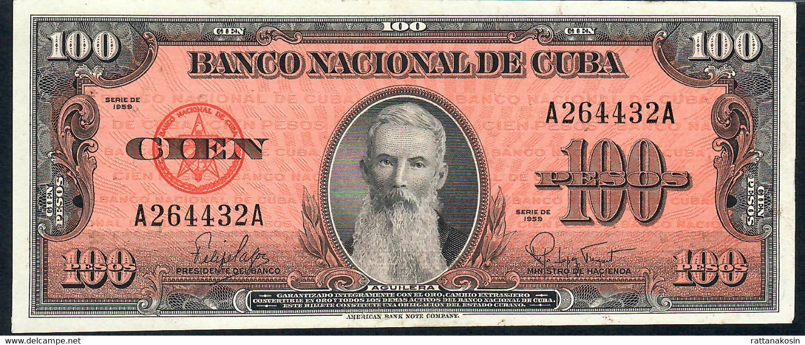 CUBA P93a 100 PESOS 1959 #A         UNC. - Cuba