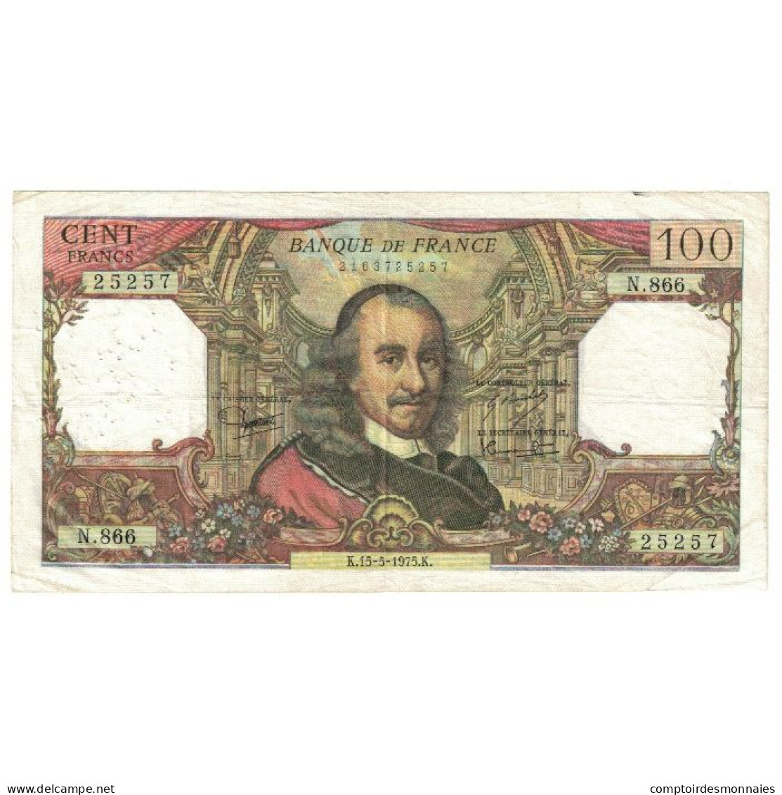 France, 100 Francs, Corneille, 1975, N.866, TTB, Fayette:65.49, KM:149e - 100 F 1964-1979 ''Corneille''