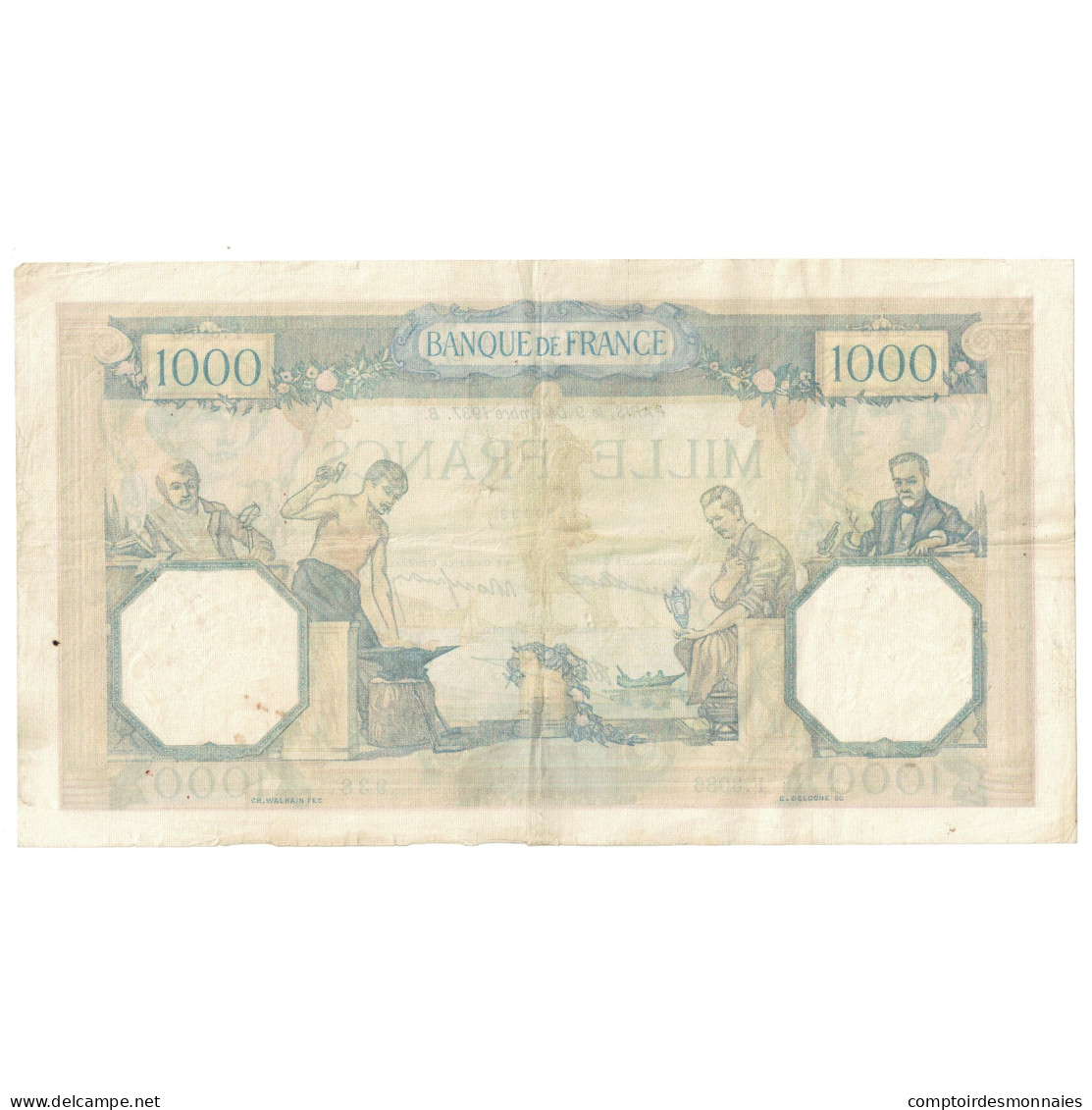 France, 1000 Francs, Cérès Et Mercure, 1937, F.3086, TTB+, Fayette:38.6 - 1 000 F 1927-1940 ''Cérès Et Mercure''