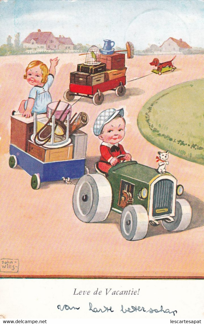 Cpsm 1957 - ILLUSTRATEUR JOHN WILLS - " Leve De Vancantie " -  ENFANTS VOITURES JOUETS - Wills, John