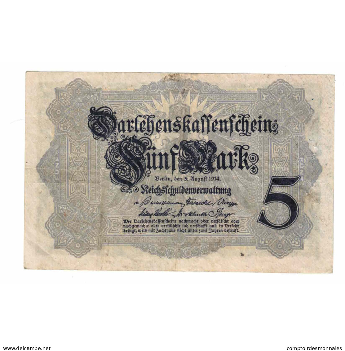 Billet, Allemagne, 5 Mark, 1914, 1914-08-05, KM:47c, SUP - 5 Mark