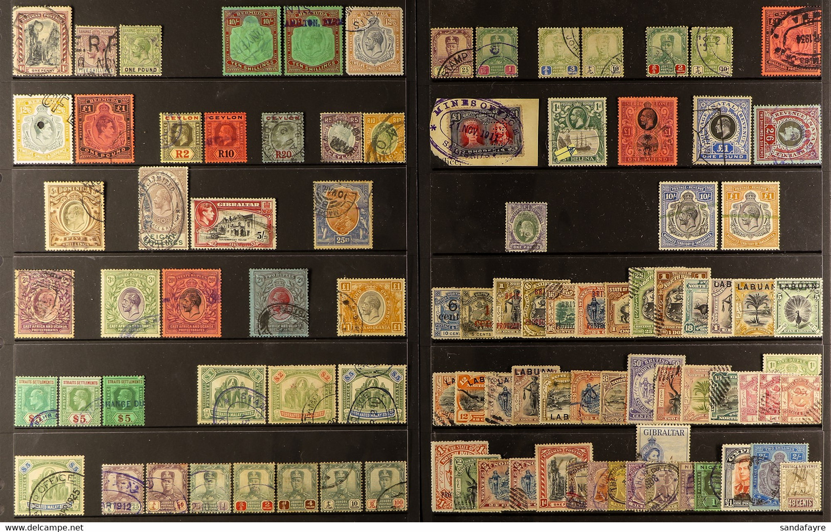 FISCAL TYPES USED COLLECTION Also Including Pen Cancels And Indistinguishable Postmarks Presented On 2 Stock Cards We Se - Sonstige & Ohne Zuordnung