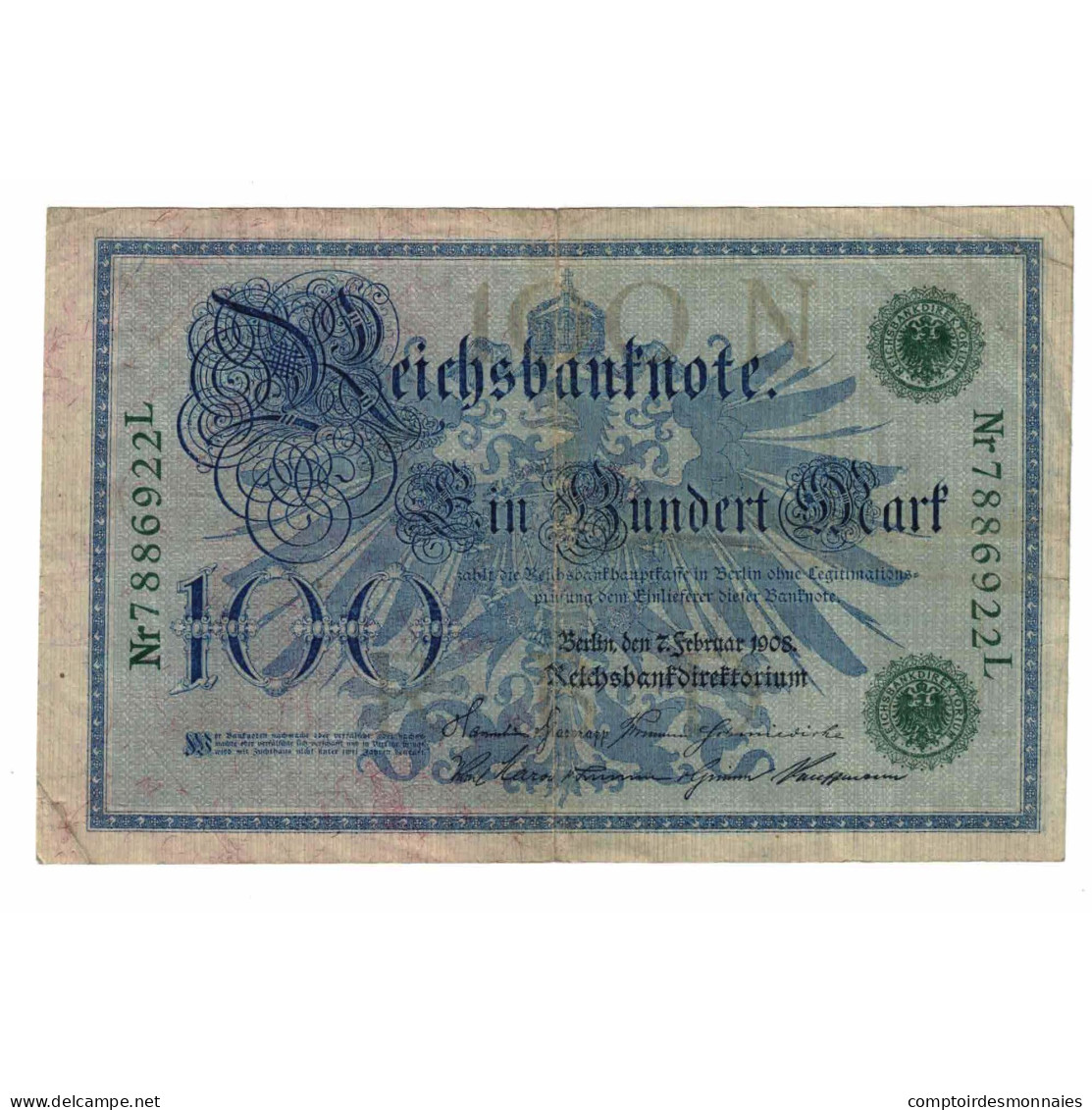 Billet, Allemagne, 100 Mark, 1908, 1908-02-07, KM:34, TTB - 100 Mark