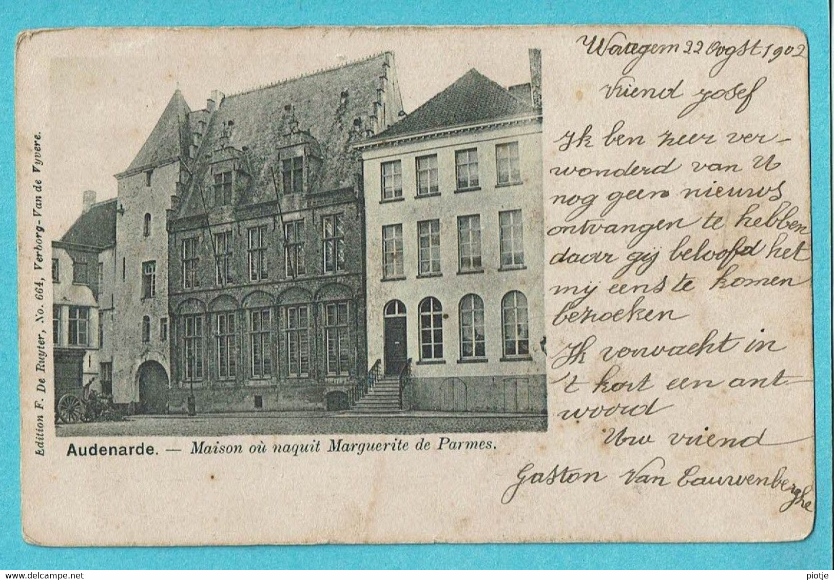 * Oudenaarde (Oost Vlaanderen) * (Edition F. De Ruyter, Nr 664 - Verborg Van De Vyvere) Maison Marguerite De Parmes, TOP - Oudenaarde